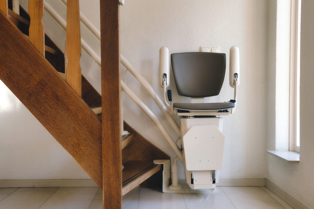 Automatic Stairlift On Staircase For Elderly Or Disability In A